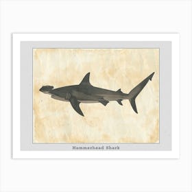 Hammerhead Shark Grey Silhouette 10 Poster Art Print