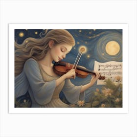 Angel Playing Violin Art Print
