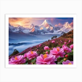 Lotus Flowers In The Mountains 1 Art Print