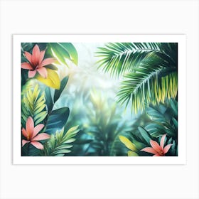 Tropical Trees And Leaves Jungle Art Print