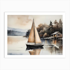 Sailboat Painting Lake House (15) Art Print