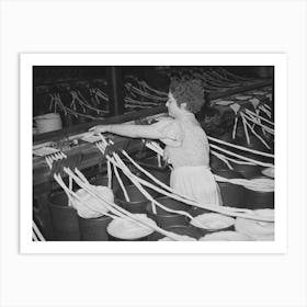 Threading Cotton Ropes Into Thread Making Machine, Laurel Cotton Mill, Laurel, Mississippi By Russell Lee Art Print