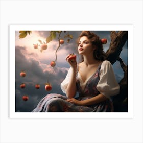 Upscaled A Girl Sitting On A Branch Surrounded By Apples In The St 16de9196 41ab 44ff B42b 0cd32aa0f3fd Art Print