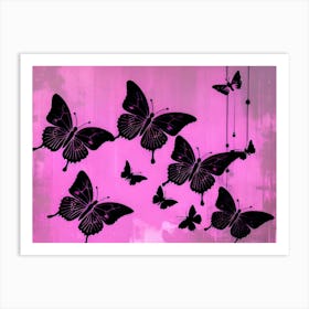 Butterflies On A Pink Background 4 Art Print