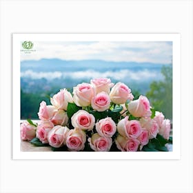 Bouquet Of Delicate Pink Roses Symbolizing The Anniversary Of A Passionate Love Petals Kissed By Mo Art Print