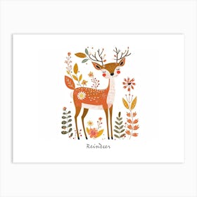 Little Floral Reindeer 1 Poster Art Print