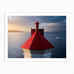 Lighthouse At Sunset Art Print