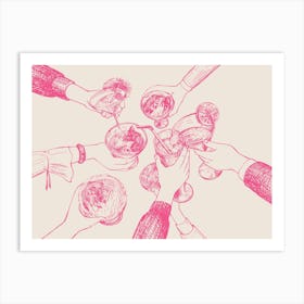 Cheers Hands Cream Pink Art Print