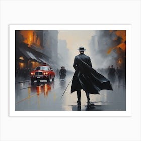 Man In A Suit Walking Down The Street Art Print