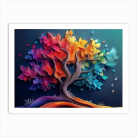 3d Abstraction Art Colorful Tree Graphic Design Art Print