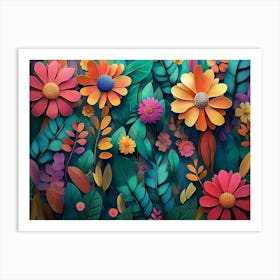 3d Flower Wallpaper 1 Art Print