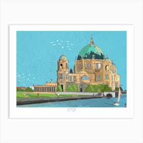 Berlin Germany Travel Art Print, Berlin Art Print, Berliner Dom Berlin Cathedral Retro Inspired Fine Art, Germany Artwork, Germany Gifts Art Print