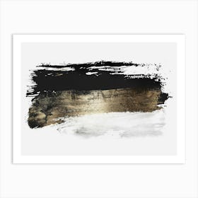 Black And Gold Brush Strokes 18 Art Print