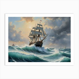 Sailing Ship In Rough Seas 6 Art Print