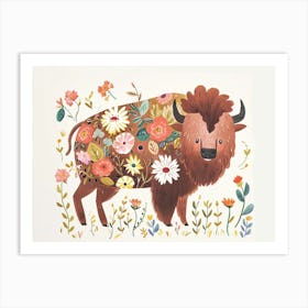 Little Floral Bison 3 Art Print