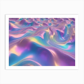 A Captivating Abstract Image Of A Shimmering, Iridescent Surface, With Fluid, Undulating Waves Creating A Mesmerizing Visual Effect Art Print