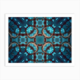 Abstract Watercolor Blue Mandala Texture Art Print