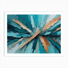 Abstract Digital Art Piece Features A Dynamic And Energetic Composition Of Bold, Contrasting Brushstrokes In Shades Of Turquoise, Teal, Beige, And White Art Print