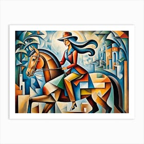 Lady On Horseback 2 Art Print