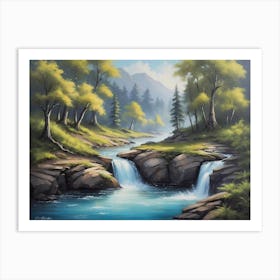 Waterfall In The Forest 3 Art Print