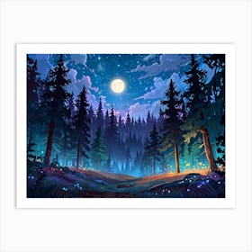 Forest At Night 3 Art Print