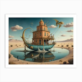 Boat In The Desert Art Print