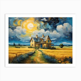 House In Field 40x30in 12000x9000px 58 Art Print