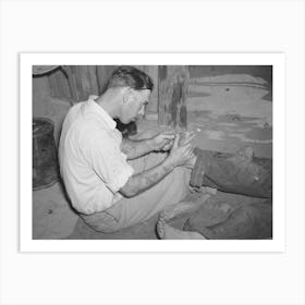 Resident Of Mays Avenue Camp Taking Out A Piece Of Glass From Boy S Foot, Oklahoma City, Oklahoma By Russell Art Print