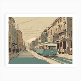 Lisbon Street VECTOR ART Art Print