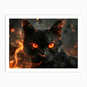 Black Cat On Fire 1 Art Print