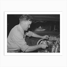 Consolidated Aircrafts Workman Working On His Self Assembled Automobile, This Is A Diesel Motor In This Car, San Diego Art Print