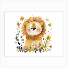 Little Floral Lion 3 Art Print