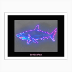 Neon Pink Blue Shark Poster 2 Art Print