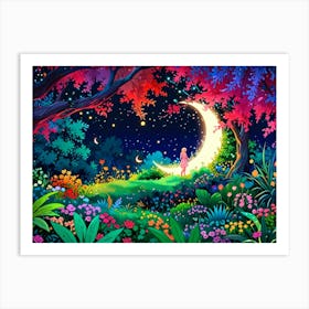 Moon In The Forest Art Print