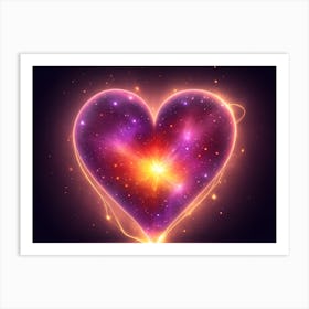 A Colorful Glowing Heart On A Dark Background Horizontal Composition 17 Art Print