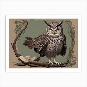 A Stern looking Owl Dressed As A Librarian Art Print