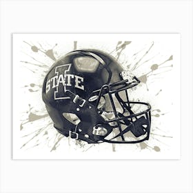 Iowa State Cyclones Satin Black NCAA Helmet Poster Art Print