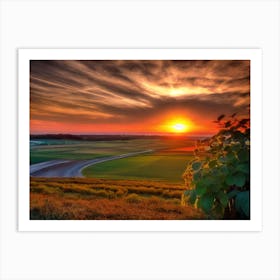 Sunset Over A Field 4 Art Print