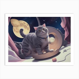 Cat In The Moonlight Art Print