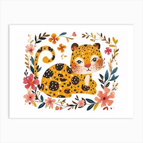 Little Floral Jaguar 2 Art Print