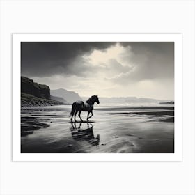 A Horse Oil Painting In Rhossili Bay Wales, Uk, Landscape 4 Art Print