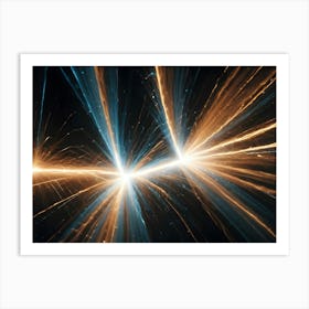 Abstract Image Of A Glowing, Cosmic Energy Stream, With Rays Of Light Emanating From Two Bright, Central Points Art Print