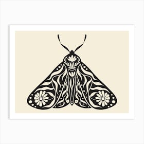 Folk Art Moth 03 - Ink Art Print