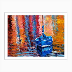 Sunset Boat Painting Art Print