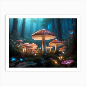 Magical gloving Mushroom Forest 5 Art Print