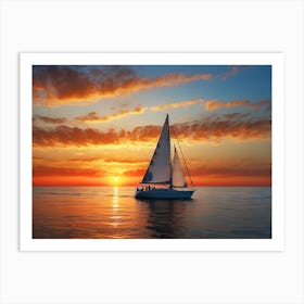 Sailboat At Sunset Art Print