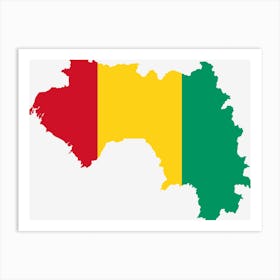 Guinea Flag Map Geography Outline Art Print