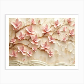 3d Picture of a Tree with Pink Flowers 3 Art Print