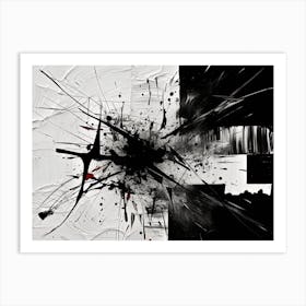 Chaos Abstract Black And White 10 Art Print