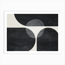 Black and white Mid-century Modern Geometric Shapes Artwork Art Print